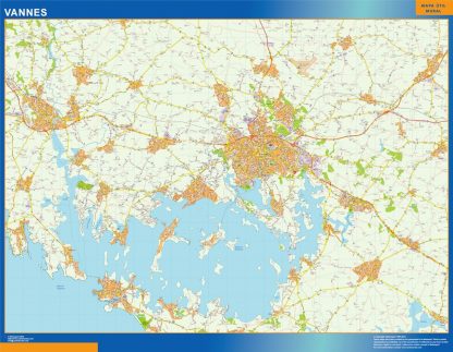 Mapa Vannes en Francia plastificado