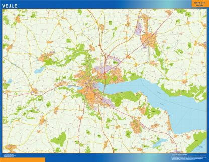 Mapa Vejle en Dinamarca plastificado