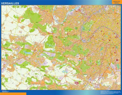 Mapa Versailles en Francia plastificado