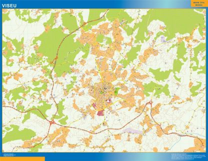 Mapa Viseu en Portugal plastificado
