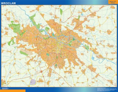 Mapa Wroclaw Polonia plastificado
