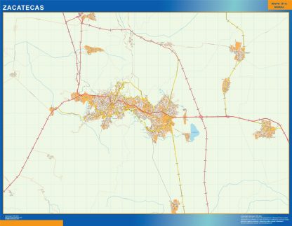 Mapa Zacatecas en Mexico plastificado
