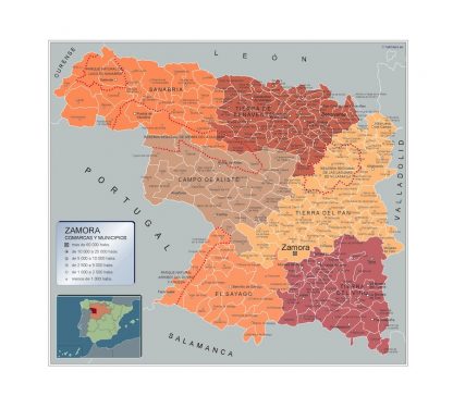 Mapa Zamora por municipios plastificado