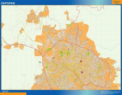 Mapa Zapopan en Mexico plastificado