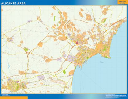 Mapa carreteras Alicante Area plastificado