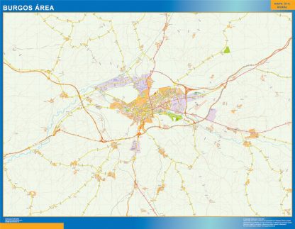 Mapa carreteras Burgos Area plastificado
