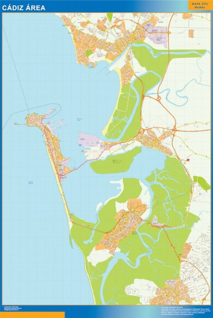 Mapa carreteras Cadiz Area plastificado
