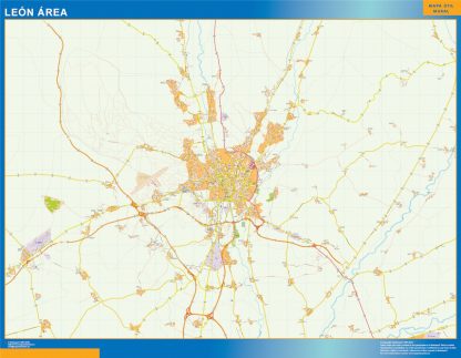 Mapa carreteras Leon Area plastificado
