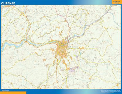 Mapa carreteras Ourense Area plastificado
