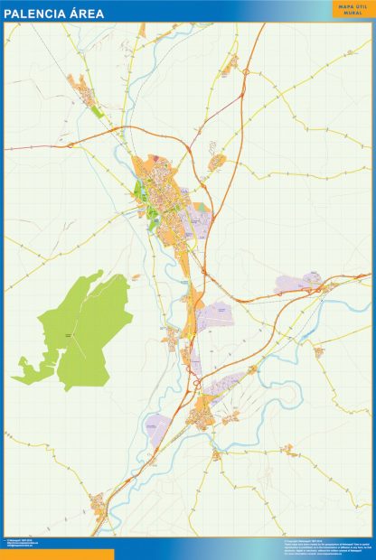 Mapa carreteras Palencia Area plastificado