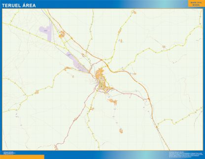 Mapa carreteras Teruel Area plastificado