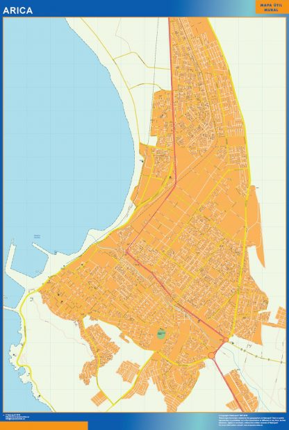Mapa de Arica en Chile plastificado