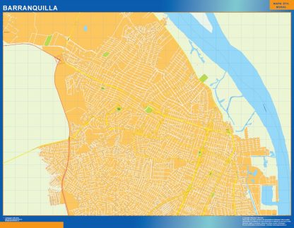 Mapa de Barranquilla en Colombia plastificado