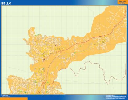 Mapa de Bello en Colombia plastificado