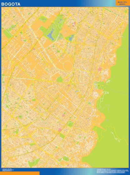 Mapa de Bogota Centro en Colombia plastificado