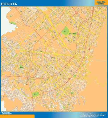 Mapa de Bogota en Colombia plastificado