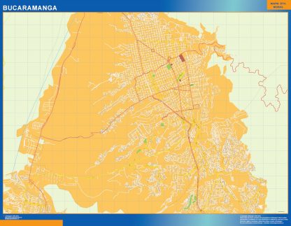 Mapa de Bucaramanga en Colombia plastificado