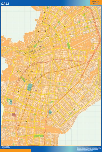 Mapa de Cali en Colombia plastificado
