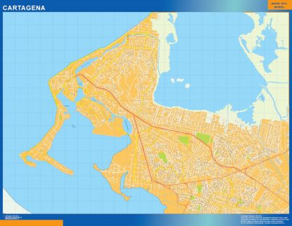 Mapa de Cartagena en Colombia plastificado