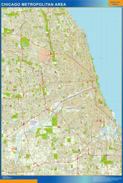 Mapa de Chicago plastificado plastificado