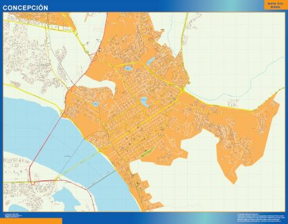 Mapa de Concepcion en Chile plastificado