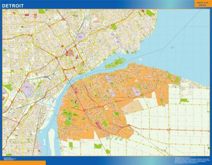 Mapa de Detroit plastificado