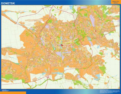 Mapa de Donetsk en Ucrania plastificado