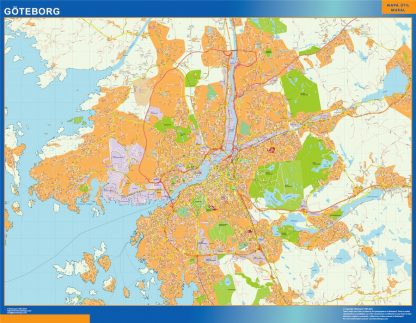Mapa de Goteborg en Suecia plastificado