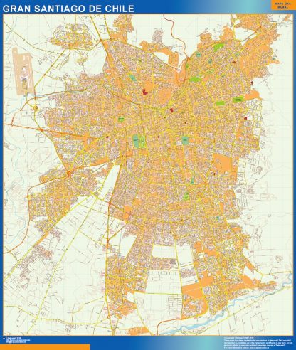 Mapa de Gran Santiago de Chile en Chile plastificado