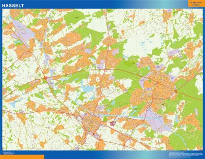 Mapa de Hasselt en Bélgica plastificado
