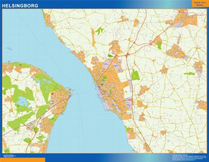 Mapa de Helsingborg en Suecia plastificado