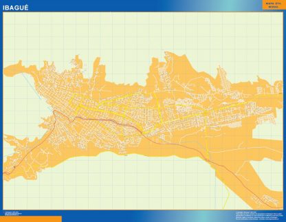 Mapa de Ibague en Colombia plastificado