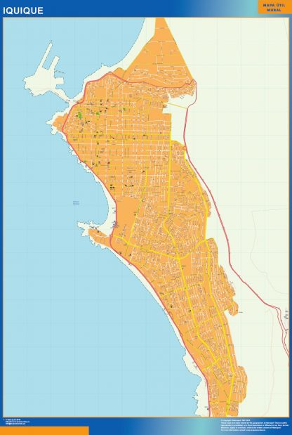 Mapa de Iquique en Chile plastificado