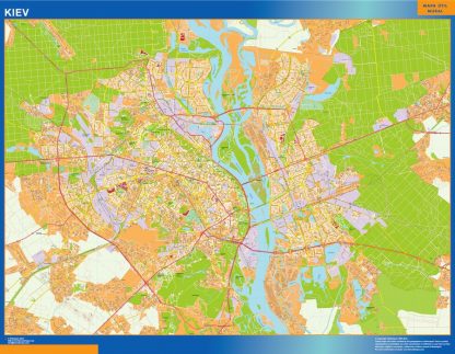 Mapa de Kiev en Ucrania plastificado