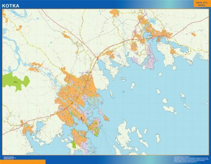 Mapa de Kotka en Finlandia plastificado