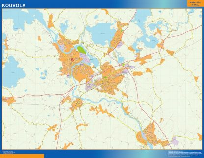 Mapa de Kouvola en Finlandia plastificado