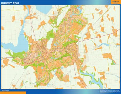 Mapa de Krivoy Rog en Ucrania plastificado