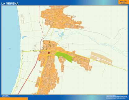 Mapa de La Serena en Chile plastificado