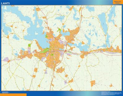 Mapa de Lahti en Finlandia plastificado