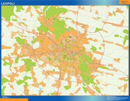 Mapa de Leopoli en Ucrania plastificado