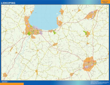 Mapa de Lidkoping en Suecia plastificado