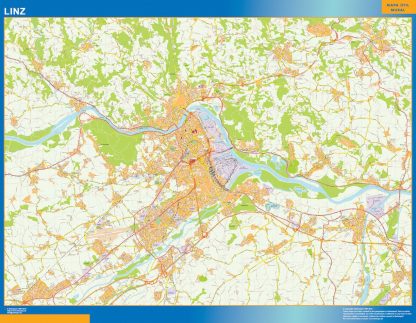 Mapa de Linz en Austria plastificado