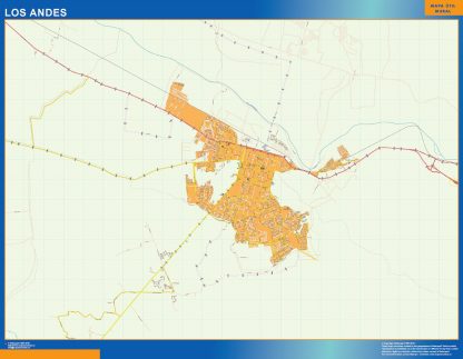 Mapa de Los Andes en Chile plastificado