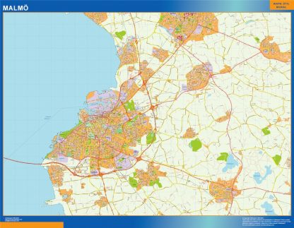 Mapa de Malmo en Suecia plastificado