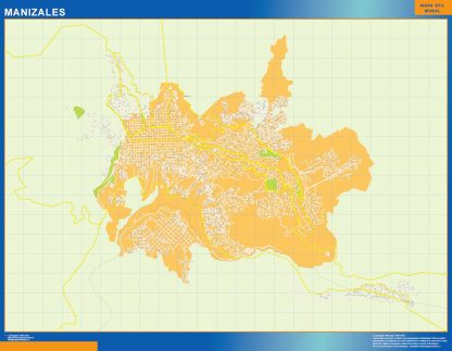 Mapa de Manizales en Colombia plastificado