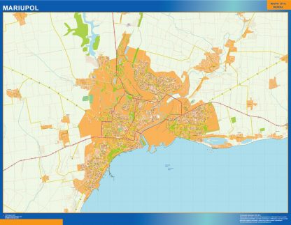 Mapa de Mariupol en Ucrania plastificado