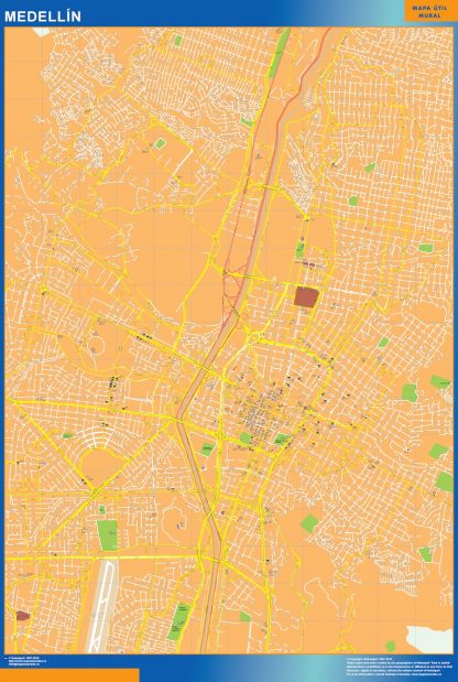 Mapa de Medellin en Colombia plastificado