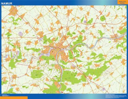 Mapa de Namur en Bélgica plastificado