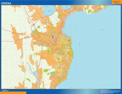 Mapa de Odesa en Ucrania plastificado