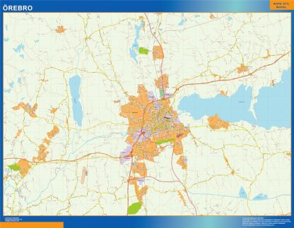 Mapa de Orebro en Suecia plastificado